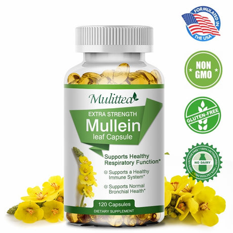 Mulittea 100% Natural Mullein Leaf Capsules for Cleanse, Supports Healthy Respiratory, 120 Capsules