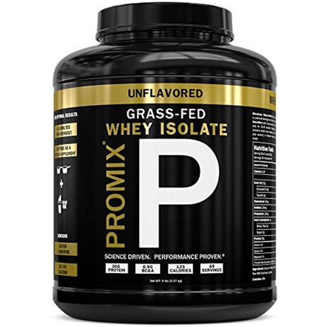 Grass Fed USA Whey Protein Isolate Powder I Native & Cold Processed I PROMIX 100% All Natural Undenatured I ­Best Optimum Standard Fitness Nutrition Shakes Energy Smoothie Bowls Unflavored 5Lb Bulk