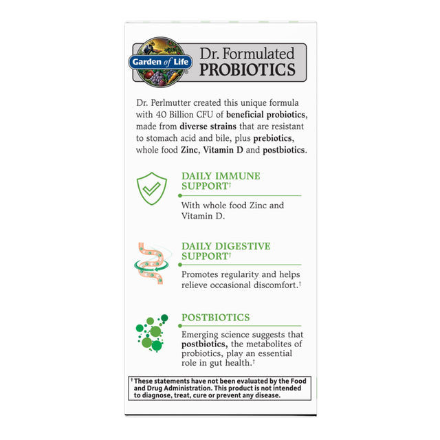 Garden of Life Dr. Formulated Probiotics Digestive & Immune Care with Zinc | 30Ct Capsules