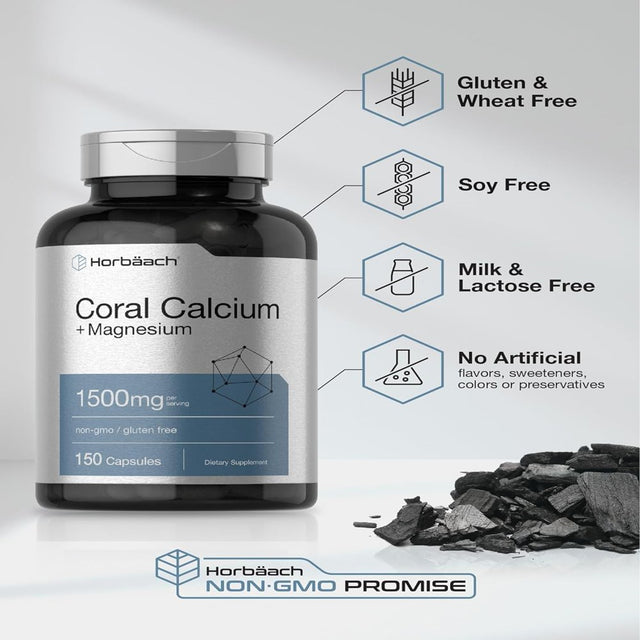 Coral Calcium 1500Mg | 200 Capsules | plus Magnesium | by Horbaach