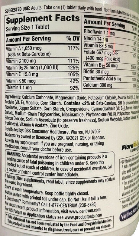 Centrum Silver Women 50+ Multivitamin Supplement - 275 Count