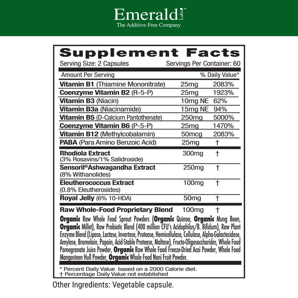 Emerald Labs - Coenzymated Adrenal Health - 120 Vegetarian Capsules ...