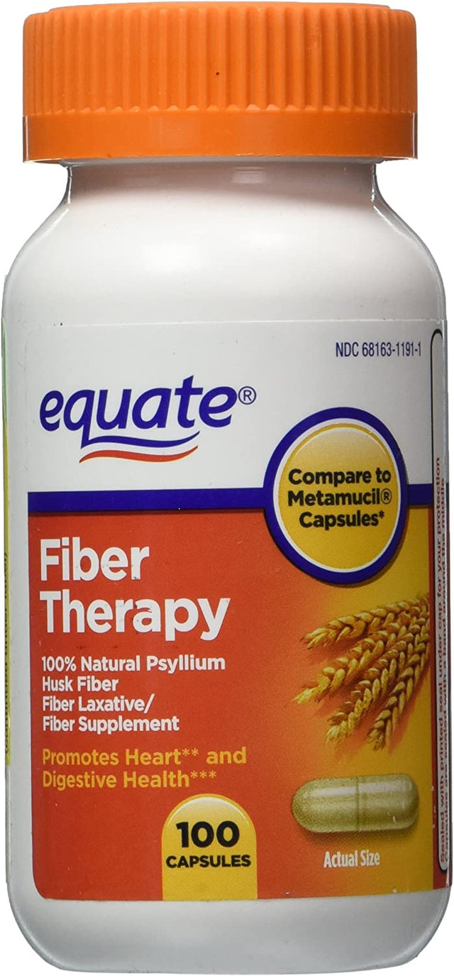 Equate - Fiber Therapy - Compare to Metamucil - for Regularity Fiber Supplement, 100 Capsules