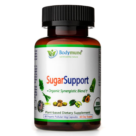 Bodymune Sugarsupport Organic and All-Natural Blood Sugar Support Supplement, 60 Capsules