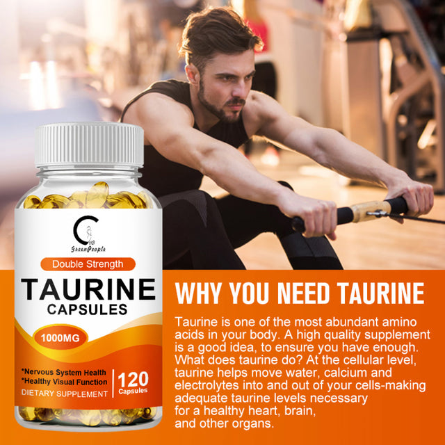 Taurine Capsules - Taurine Supplement 1000Mg - Antioxidant Amino Acid, Support for Heart & Brain Health, 120 Capsules