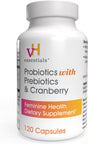 Vh Essentials Probiotics with Prebiotics and Cranberry Feminine Health Supplement - 240 Capsules (544-36) (2Pack)