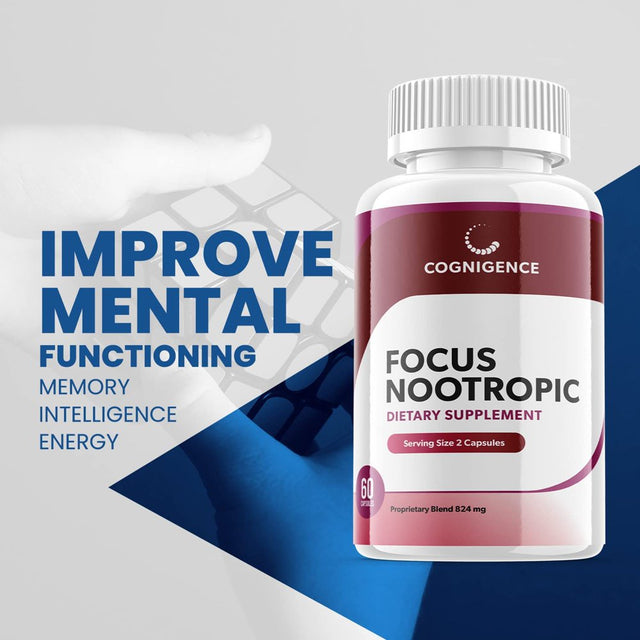 Cognigence - Focus Nootropic - Memory Booster Dietary Supplement for Focus, Memory, Clarity, & Energy - Optimal Mental Performance Extra Strength Premium Formula - 120 Capsules (2 Pack)