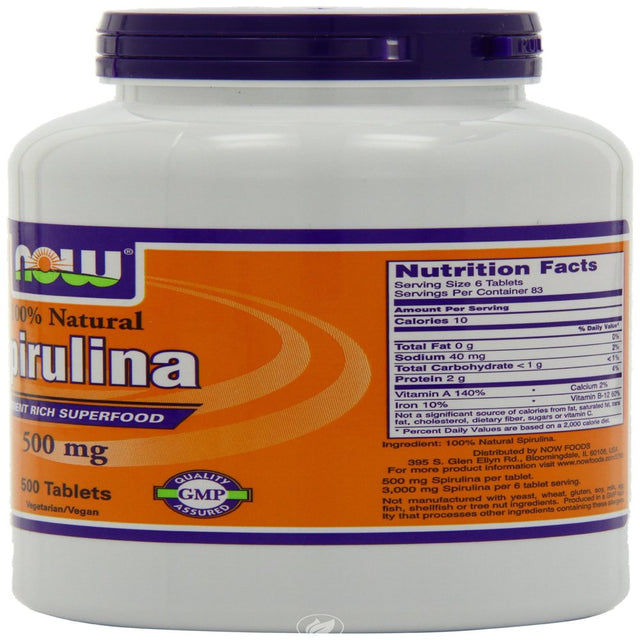 NOW Supplements Org Spirulina 500Mg 500 Tabs