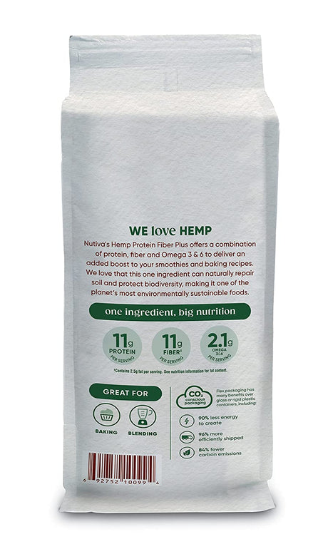 Nutiva USDA Organic Cold-Pressed Raw Hemp Seed Plant Protein with Hi-Fiber and Essential Amino Acids Powder, Non-Gmo, Whole 30 Approved, Vegan, Gluten-Free & Keto, 30 Ounce