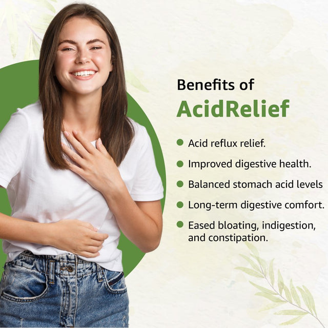 Bodymune Acidrelief All-Natural USDA Organic Acid Relief Supplement, Antacids, Acid Reflux Relief, Heartburn, Acid Indigestion Relief Supplement | 100% Vegan Non-Gmo Gluten-Free USA Made - 60 Capsules