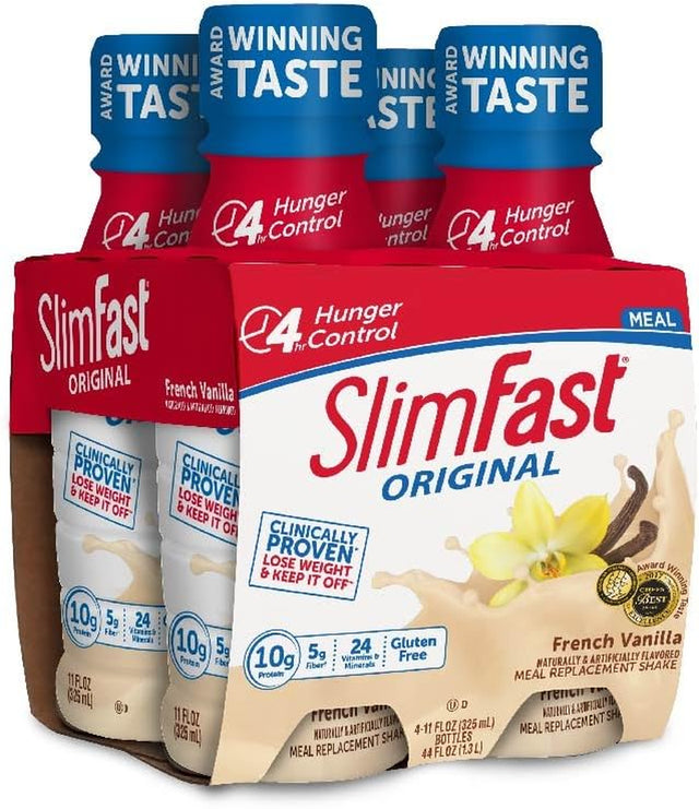 Slim Fast Original Weight Loss Meal Replacement RTD Shakes with 10G of Protein and 4G of Fiber plus 24 Vitamins and Minerals per Serving, French Vanilla, 20 Count