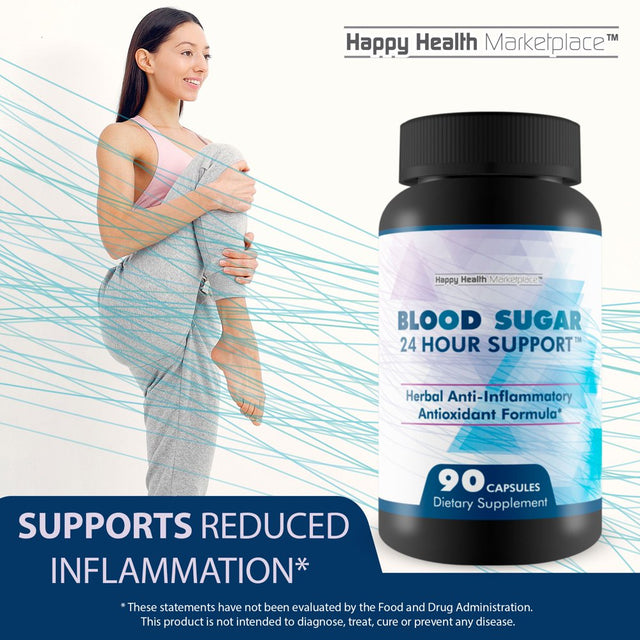 Blood Sugar 24 Hour Support - Blood Sugar Support - Best Formula - Herbal Anti-Inflammatory Antioxidant Formula - Aid Balanced Blood Sugar 24 Hour Daily Support