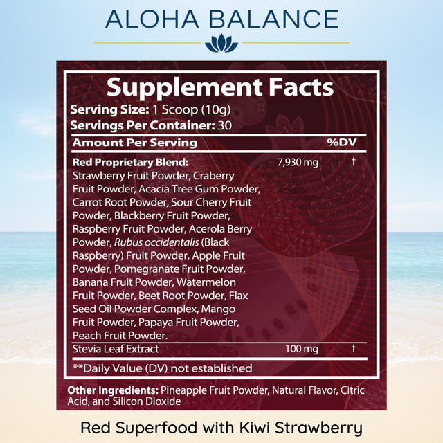 Red Superfood - Kiwi Strawberry - High Antioxidant Formula Packed with Micronutrients - Work Out Recovery Remedy by Aloha Balance