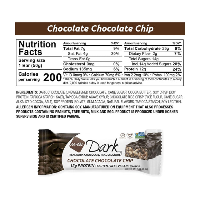 Nugo Dark Chocolate Chip Bar, 1.76 Oz