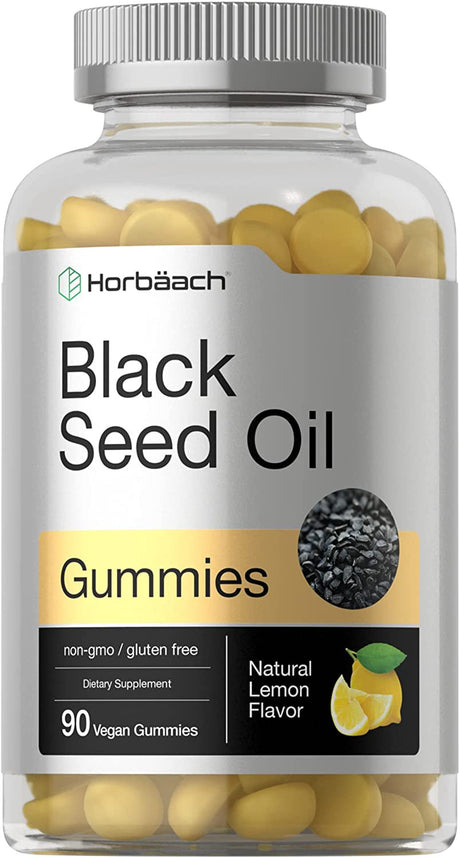 Blackseed Oil Gummies | 90 Count | Vegan Formula | Natural Lemon Flavor | by Horbaach