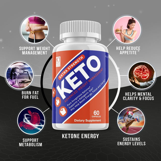 5 Pack K1 Keto Lifestyle Diet Supplements Advanced Ketogenic Formula 300 Capsules