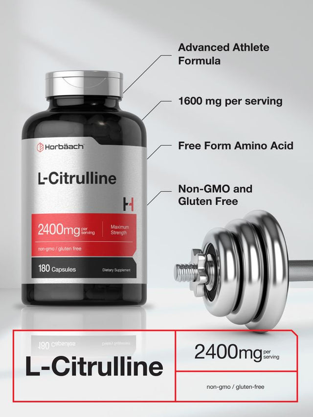 L Citrulline 2400 Mg | 180 Capsules | Maximum Strength | by Horbaach