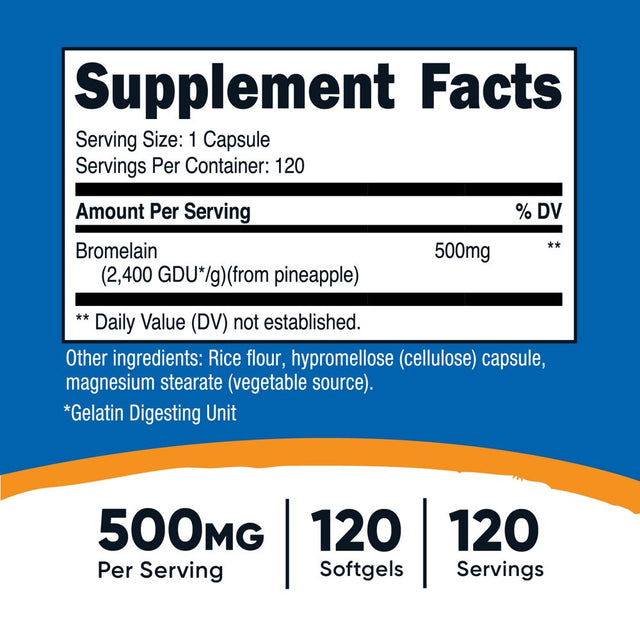 Nutricost Bromelain Supplement 500Mg, 120 Vegetarian Capsules