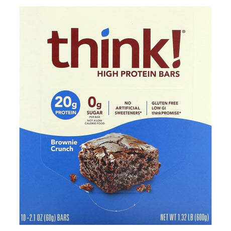 Thinkthin Protein Bars Brownie Crunch, 2.1 Oz, 10 Pk