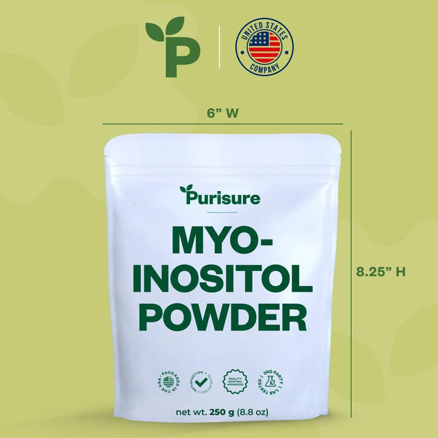 Purisure Myo Inositol Powder 250G, Energy, Brain & Fertility Supplement, 500 Servings