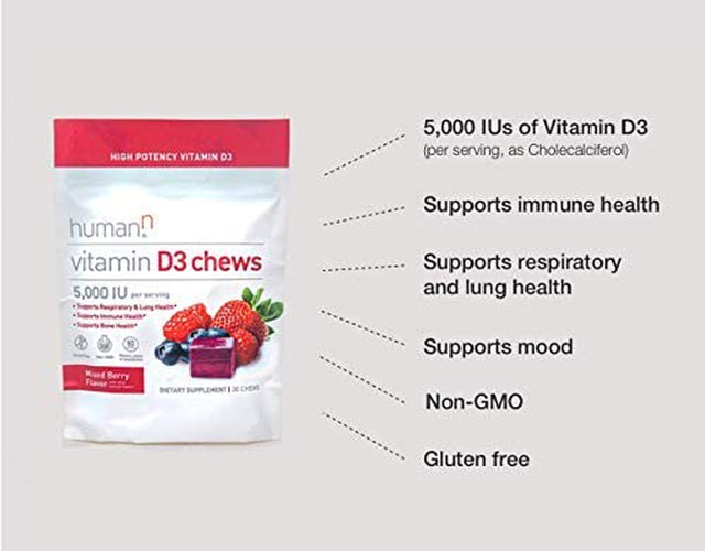 Humann Vitamin D3 Chews - Mixed Berry Flavor - 30 Count