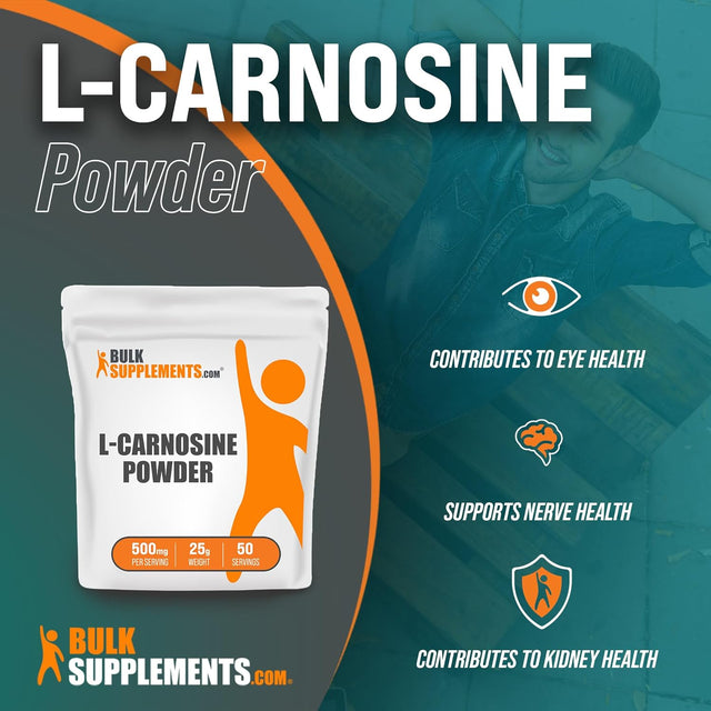 BULKSUPPLEMENTS.COM L-Carnosine Powder - Eye Supplement - Improve Vision Naturally - Amino for Brain - Carnosine Supplement - Nerve Support (25 Grams - 0.88 Oz)