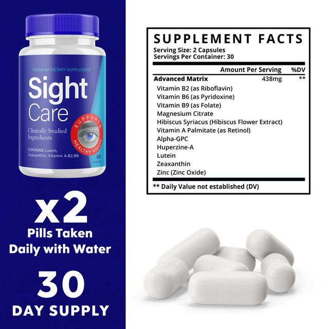 (1 Pack) Sight Care - Revolutionary Advanced Vision Matrix Formula - Supports Healthy Vision - Dietary Supplement for Eyes Sight - 60 Capsules