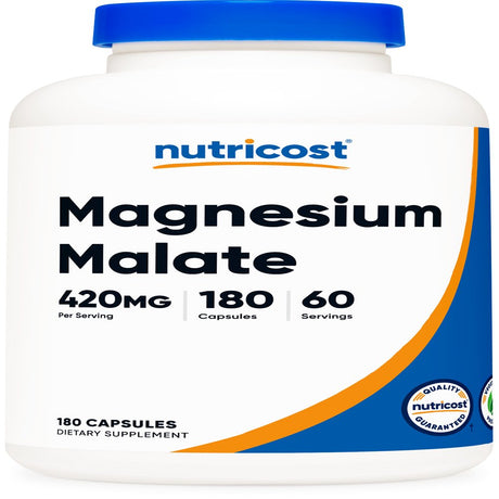 Nutricost Magnesium Malate 420Mg, 180 Capsules, 60 Servings - Non-Gmo, Gluten Free Supplement