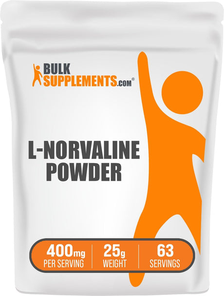 BULKSUPPLEMENTS.COM L-Norvaline Powder - Amino Acids Supplement for Energy, Nitric Oxide Supplement - Gluten Free - 400Mg per Serving, 63 Servings (25 Grams - 0.88 Oz)