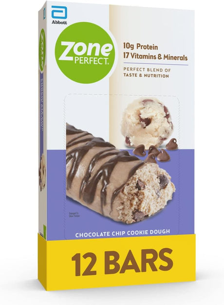 Zoneperfect Protein Bars, 10G Protein, 17 Vitamins & Minerals, Nutritious Snack Bar, Chocolate Chip Cookie Dough, 12 Bars