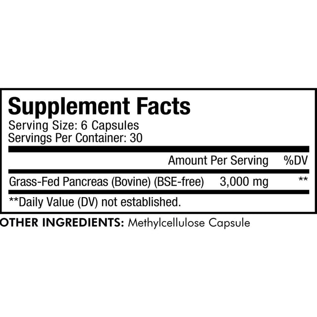 Codeage Grass-Fed Beef Pancreas, Grass-Finished, Pasture-Raised, Non-Defatted Glandular Supplement, 180 Ct