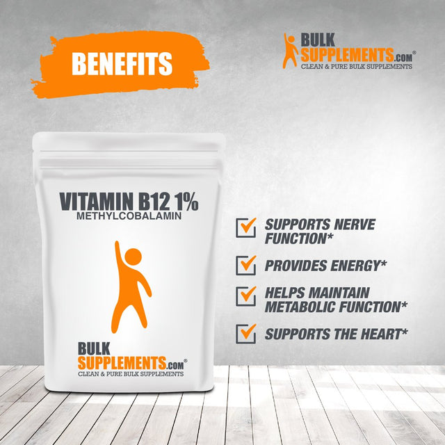 Bulksupplements.Com Vitamin B12 1% Methylcobalamin Powder - Vegan Vitamin B12 - Energy Vitamins - B12 Vitamins - Vegan B12 - B12 Supplement (50 Grams - 1.8 Oz)