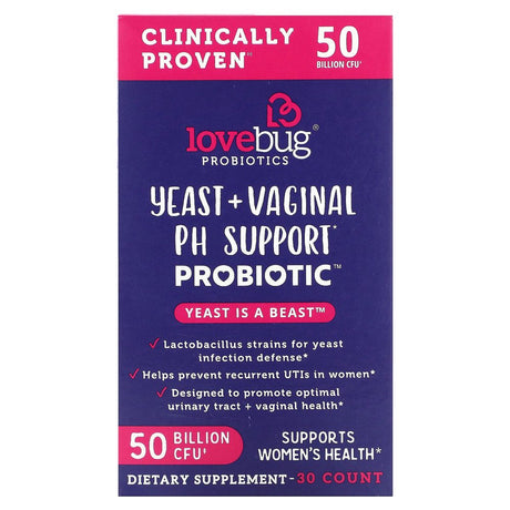 Yeast + Vaginal PH Support Probiotic, 50 Billion CFU, 30 Count