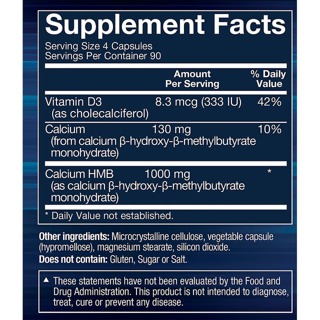 Bodytech HMB + Vitamin D3 - Supports Muscle Growth and Strength (360 Vegetable Capsules)