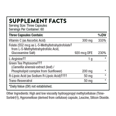 Thorne L-Arginine plus (Formerly Perfusia Plus), Sustained-Release L-Arginine plus Cofactors to Support Heart Function, Nitric Oxide Production, and Optimal Blood Flow, 180 Capsules