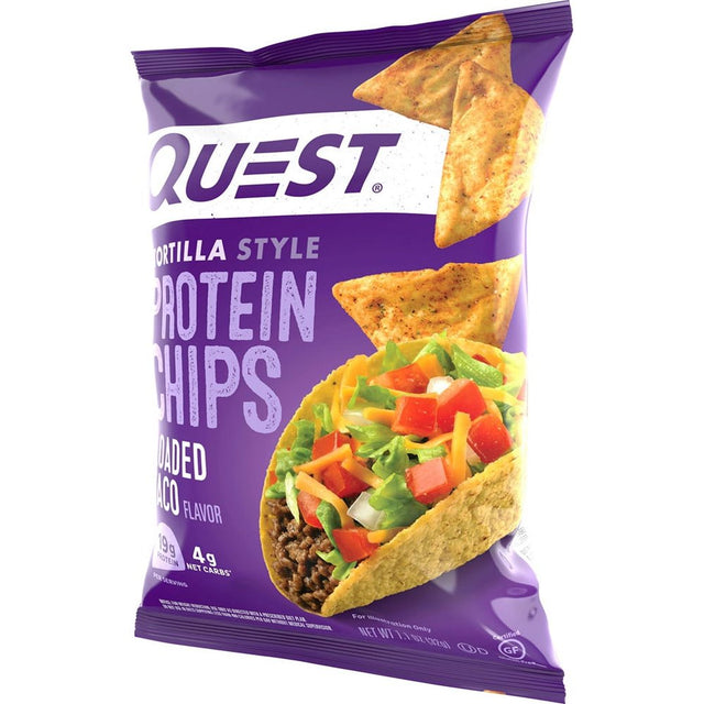 Quest Tortilla Style Protein Chips, Baked, 19G of Protein, Loaded Taco, 1.1Oz