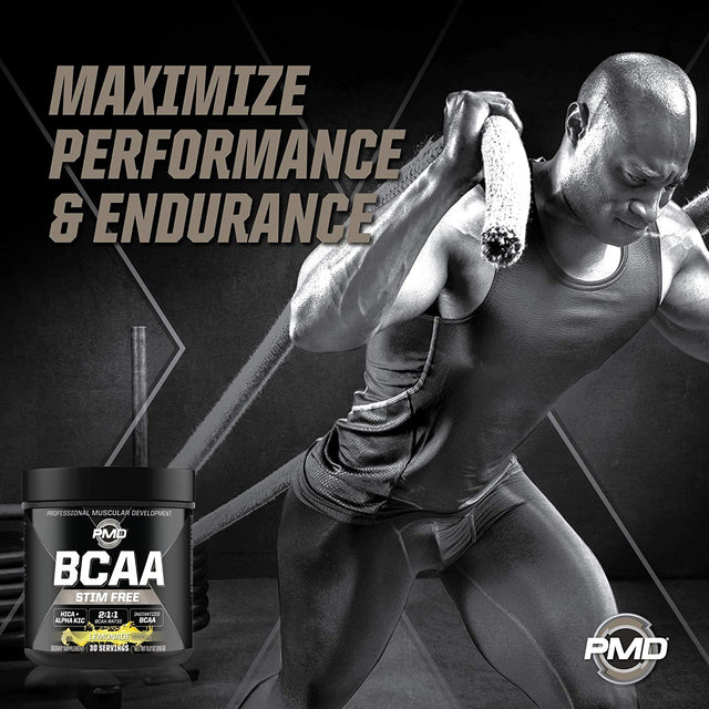 PMD Sports BCAA Stim-Free Amino Acids - Better Workout Performance, Enhanced Recovery, Daily Energy, Muscle Builder, and Muscle Sparing - BCAA Powder Drink Mix - Lemonade (30 Servings)