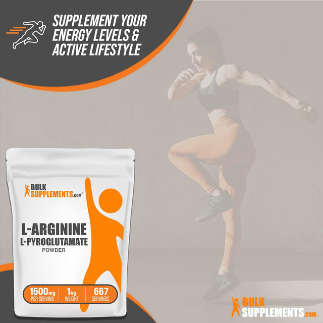 BULKSUPPLEMENTS.COM L-Arginine L-Pyroglutamate Powder - Arginine Supplement, L Arginine Powder - Nitric Oxide Supplement, Nitric Oxide Powder - Gluten Free, 1500Mg per Serving, 250G (8.8 Oz)