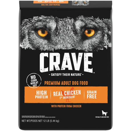 CRAVE Grain Free Adult Dry Dog Food with Protein from Chicken, 12 Lb. Bag