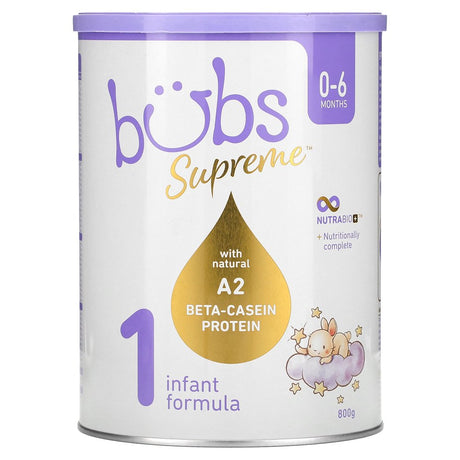 Bubs Supreme Infant Formula, Stage 1, Infants 0-6 Months, Made with A2 Beta-Casein Protein Cows Milk, 28.2 Oz