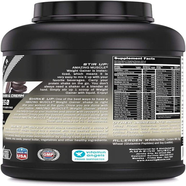 Amazing Muscle - Whey Protein Gainer - 6 Lb - Supports Lean Muscle Growth & Workout Recovery (Cookies & Cream)