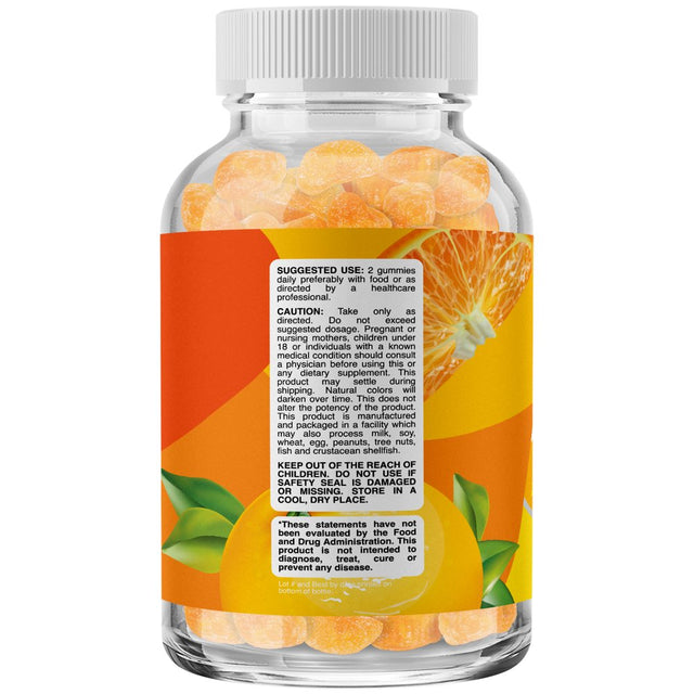 Natural Vitamin C Gummies for Adults - High Potency Vitamin C Immune Support Gummies - Ascorbic Acid Chewable Vitamin C Gummies Immune Booster for Adults with Potent Brain Vitamins Supplements