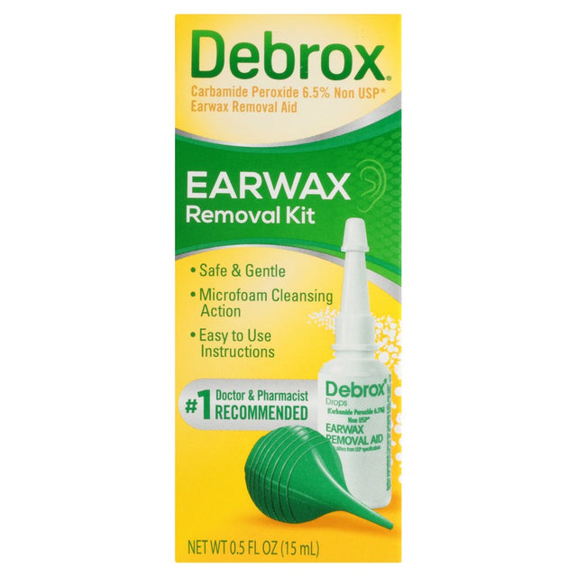 Debrox Ear Wax Removal Kit, Ear Cleaning Rubber Bulb Syringe and 0.5 Fl Oz Ear Wax Removal Drops