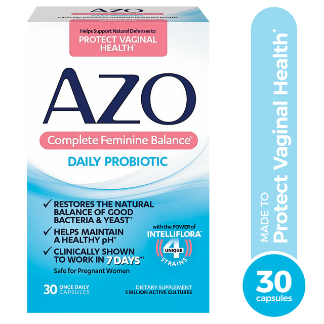 AZO Complete Feminine Balance, Female Probiotic Supplement, 30 Ct