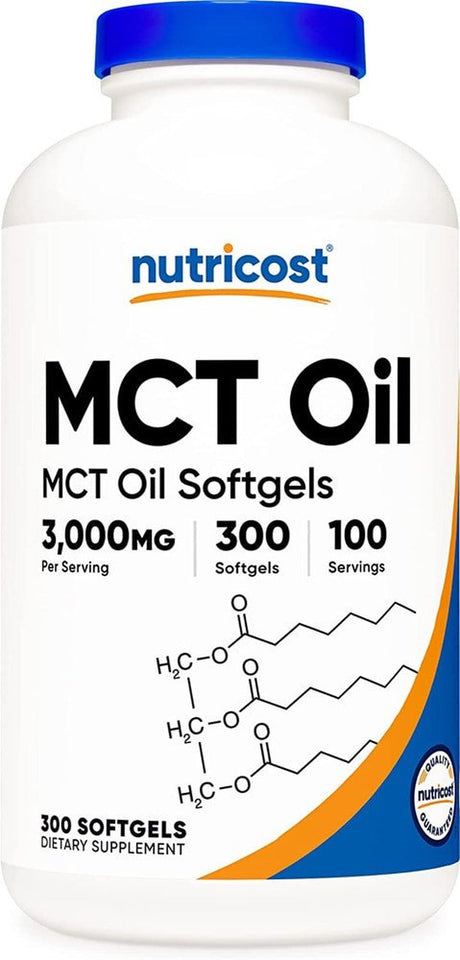 Nutricost MCT Oil Softgels -- 3000 Mg - 300 Softgels