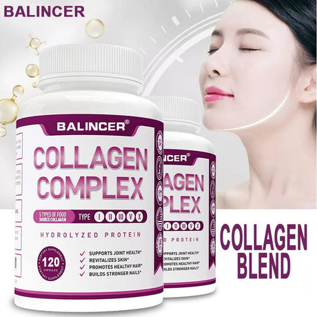 Balincer Premium Multi Collagen Peptides Capsules (Types I, II, III, V, X) - Hair, Skin and Nails, Digestive & Joint Health Supplement, Hydrolyzed Collagen Pills