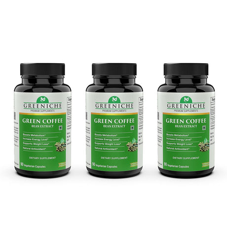 Greeniche Green Coffee Bean Extract 800Mg Max Potency 50% Chlorogenic Acids, Raw Green Coffee Antioxidant Supplement & Metabolism Booster for Weight Loss - 90 Capsules (P