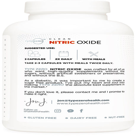 Type Zero Nitric Oxide 6X Booster, 150 Veggie Capsules - Natural Supplement - Beetroot, Arginine AKG, Citrulline, Pine Bark, Garlic & VIT C | #1 Nitric Oxide Pills for Men, Nitrous Oxide Blood Flow