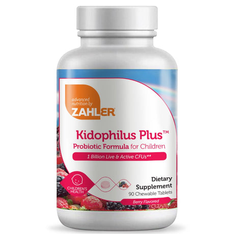 Zahler Kidophilus Plus, Chewable Kids Probiotics, 90 Chewable Tablets