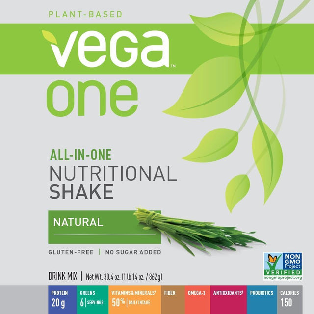 Vega One All-In-One Natural (22 Servings) - Plant Based Vegan Protein Powder, Non Dairy, Gluten Free, Non GMO, 30.4 Ounce (Pack of 1)